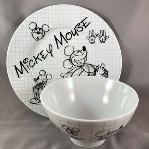 2008 Disney Sketch Book Salad Plate and Bowl